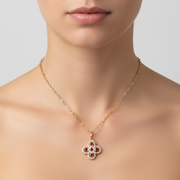 PFF33676RU. 14K Solid Gold Diamond and Ruby Charm